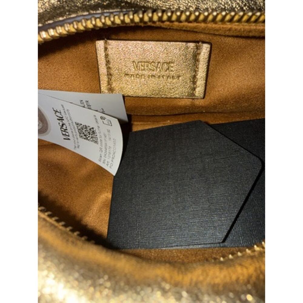 Versace Mini Tag Bowling Metallic Leather Shoulder Bag*Still wrapped! NEW $1550 - Picture 5 of 7
